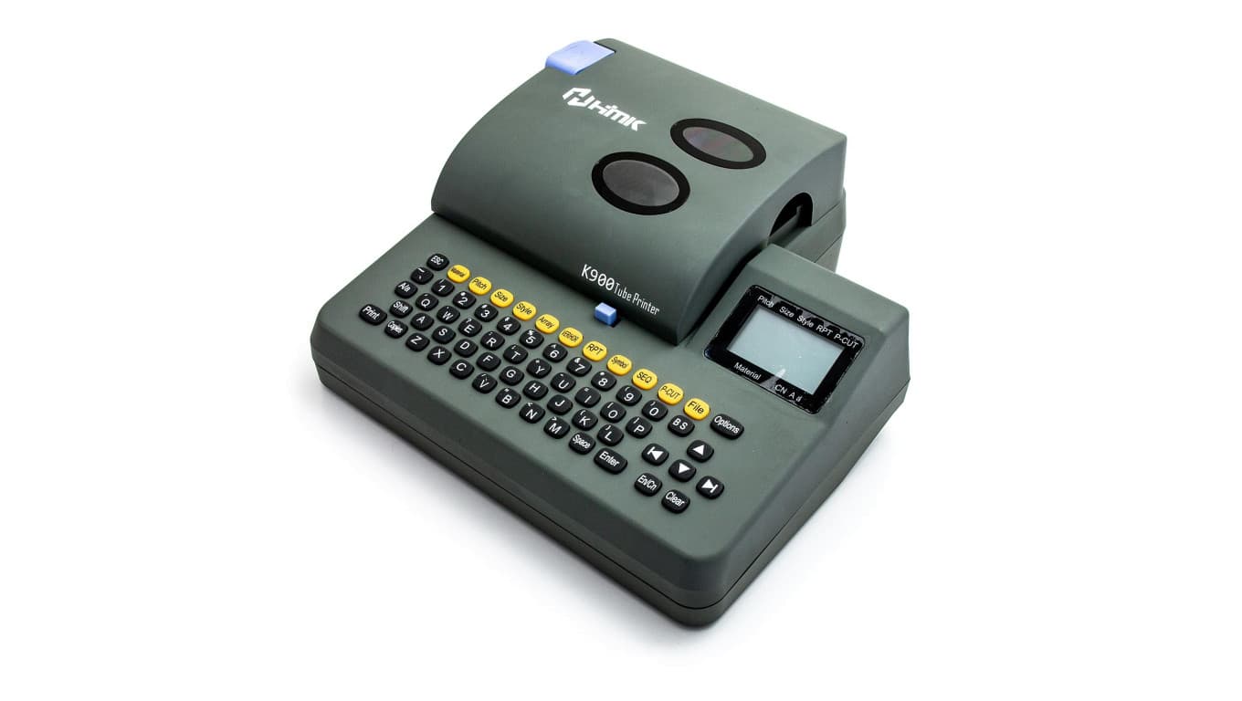 Drukarka oznaczników /+oprogramowanie, taśma barwiąca, samoprzylepna, walizeczka, nóż, zasilacz/ K900