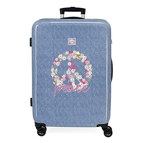 Roll Road Peace Walizka średniej wielkości Niebieski 45x68x26 cms Sztywne mocowanie ABS 70L 3 kg 4 koła, niebieski, Talla única, średnia walizka