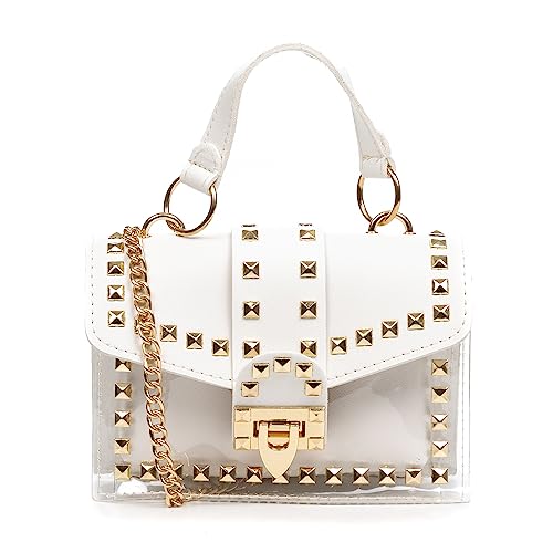 IRIA QUINTANA. Zelbio torba na ramię mini tote, z przezroczystego PVC i sztucznej skóry. 19x8x13 cm Kolor: biały, Biały, Użytkowy