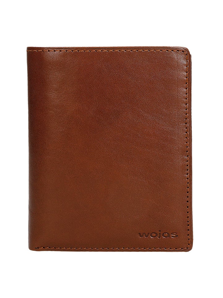 Wojas Skórzany portfel w kolorze jasnobrązowym - 11 x 13 x 2 cm