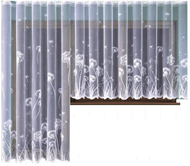 Firana Dmuchawce białe rozm.150x240cm firana z kpl. balk.(balkon)