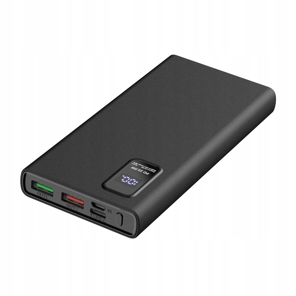 Power Bank z wyświetlaczem LED Power Delivery 10000 mAh 3,7V czarny