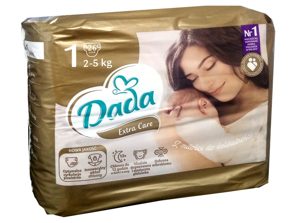 Pieluszki DADA 1 NEWBORN 2-5kg / 26 sztuk Extra Care Pampersy Climaflex