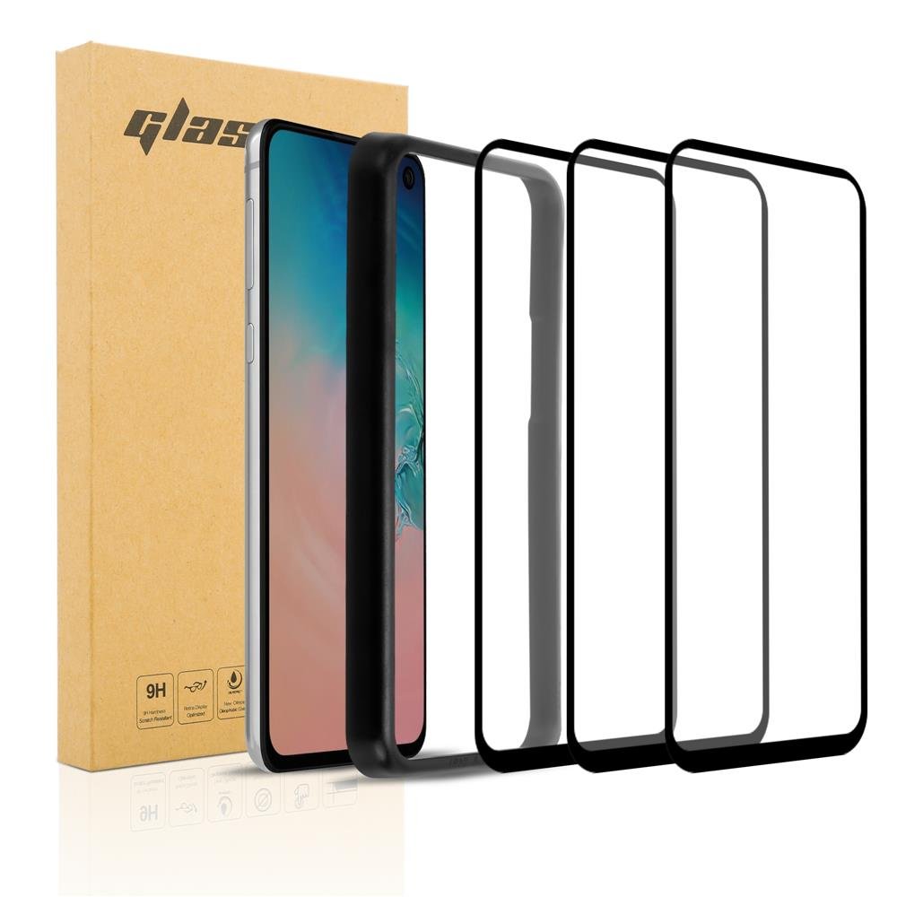 3x Szkło Hartowane Do Do Samsung Galaxy S10e Folia Ochronny pancerna w PRZEZROCZYSTY Z CZARNYM Cadorabo