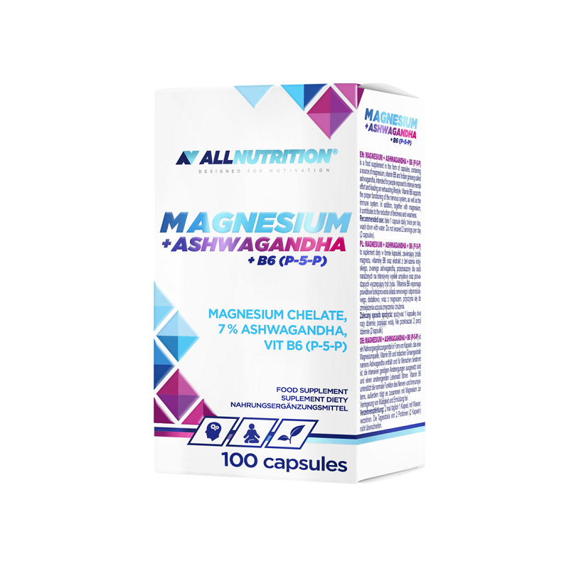Allnutrition Allnutrition Magnesium + Ashwagandha + B6 (P-5-P) 100 Kapsułek