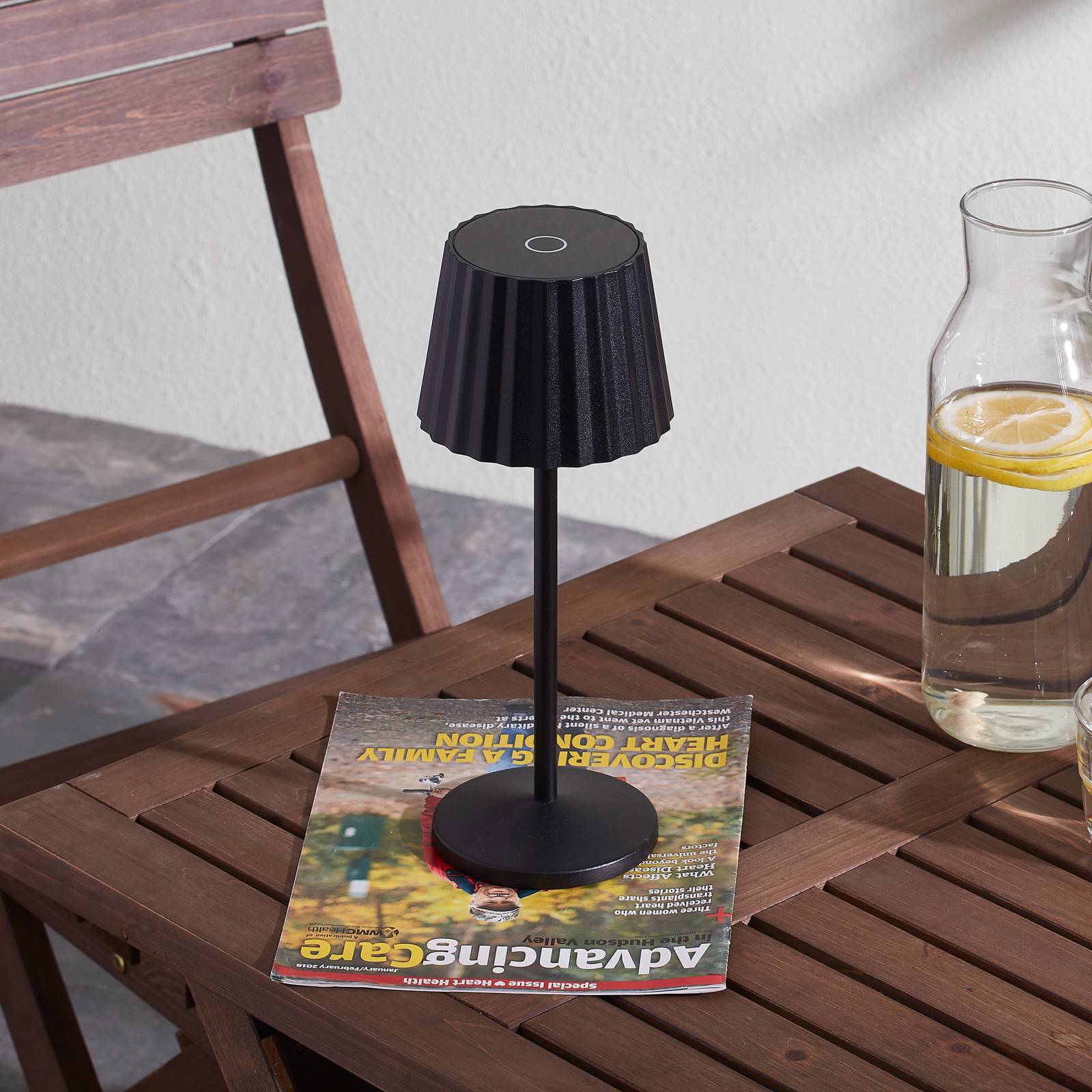 Lindby Esali lampa stołowa LED akumulator, czarna
