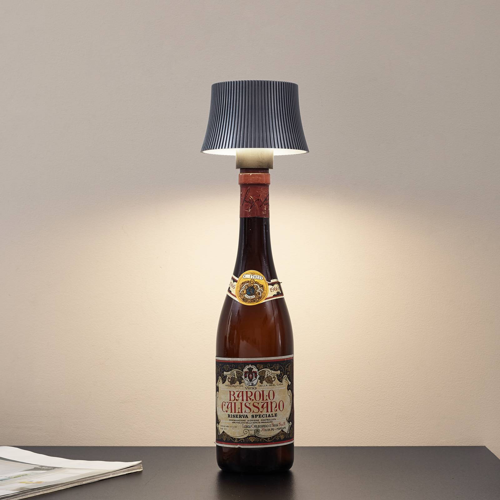 Lindby LED-Akkutischleuchte Linor, dymnoszara, USB, ściemniana