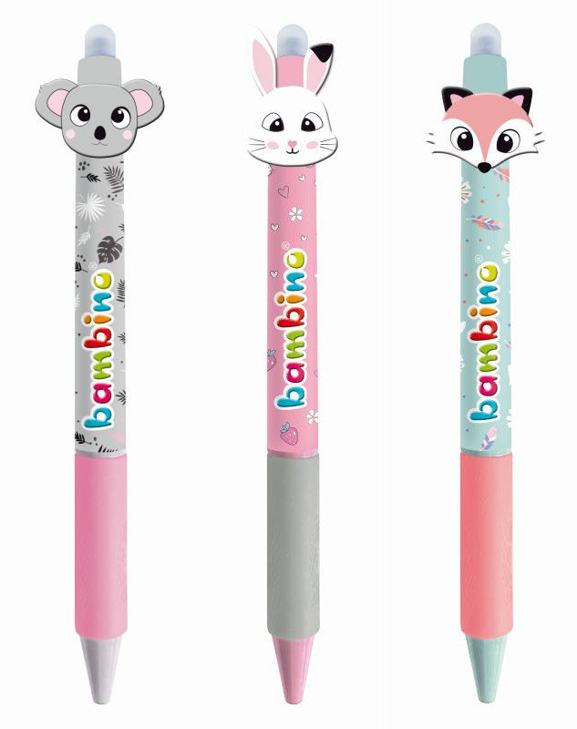 Bambino, Długopis wymazywalny automatyczny z ergonomicznym uchwytem premium, mix wzorów
