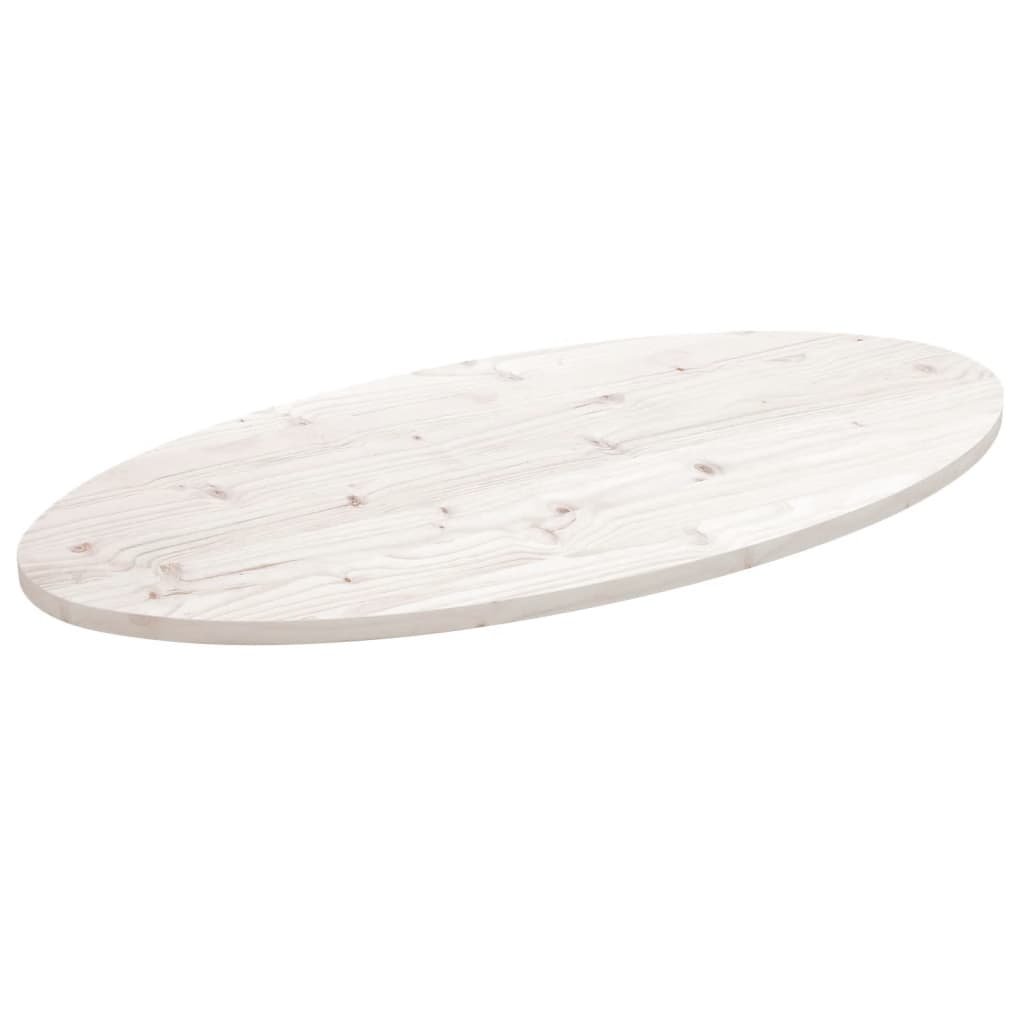 vidaXL Blat stołu, biały, 110x55x2,5 cm, lite drewno sosnowe, owalny