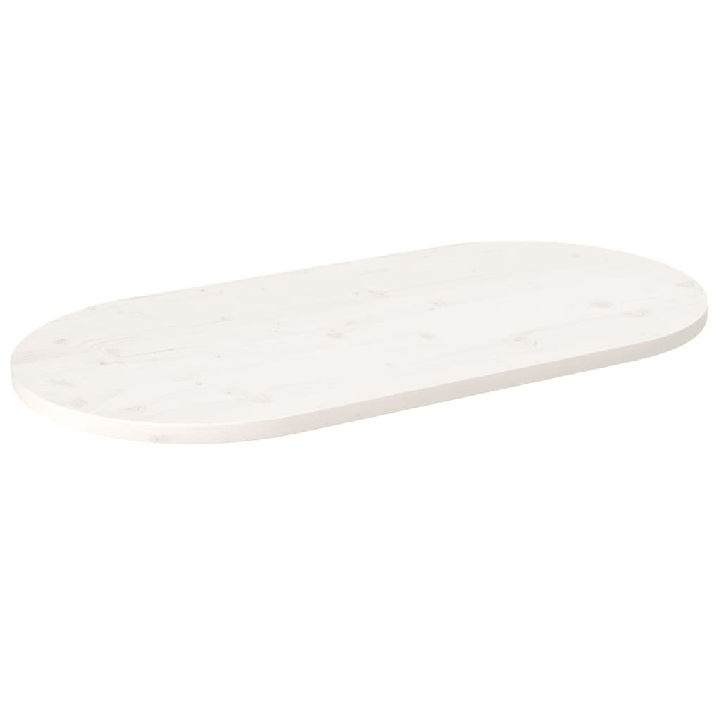 vidaXL Blat stołu, biały, 100x50x2,5 cm, lite drewno sosnowe, owalny
