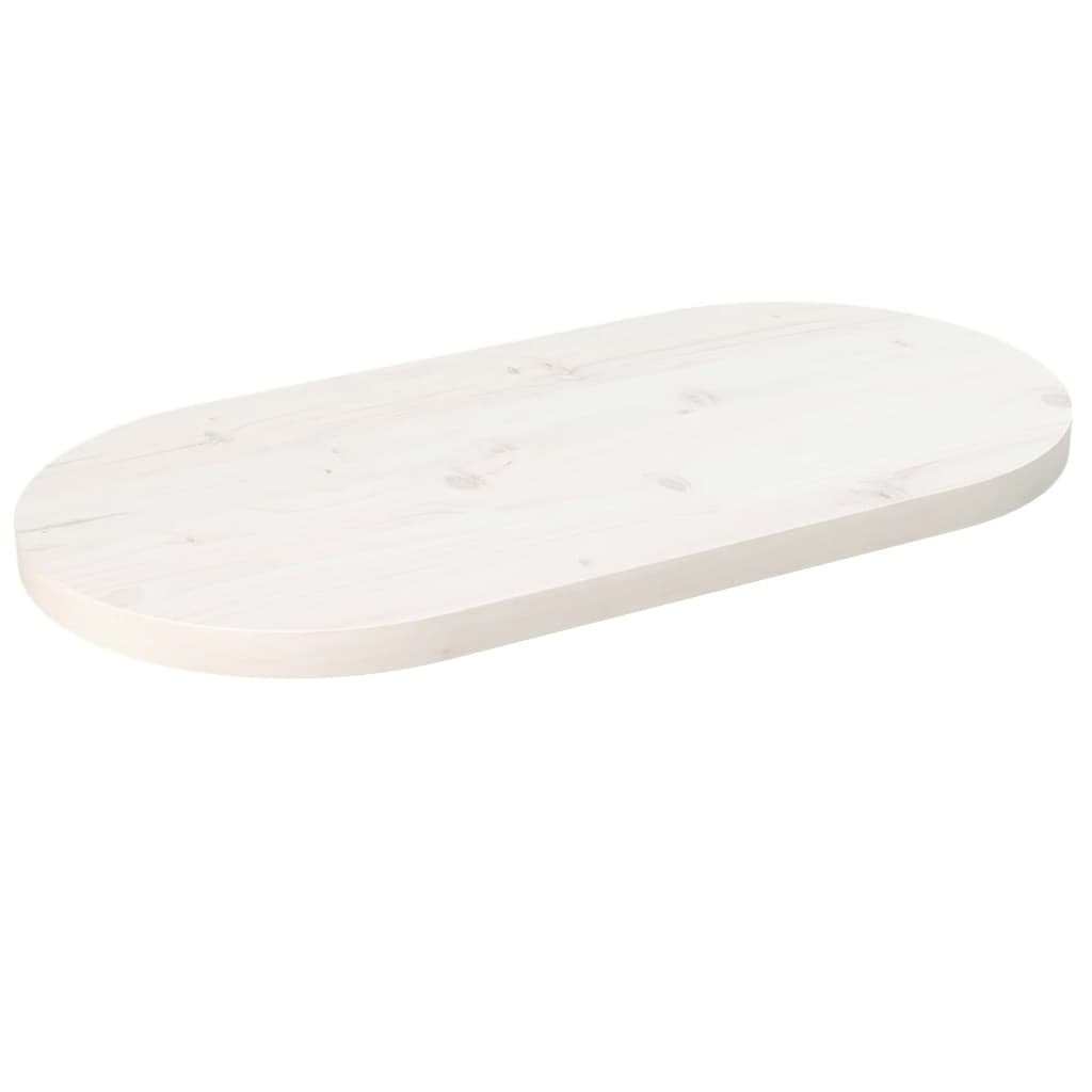 vidaXL Blat stołu, biały, 60x30x2,5 cm, lite drewno sosnowe, owalny