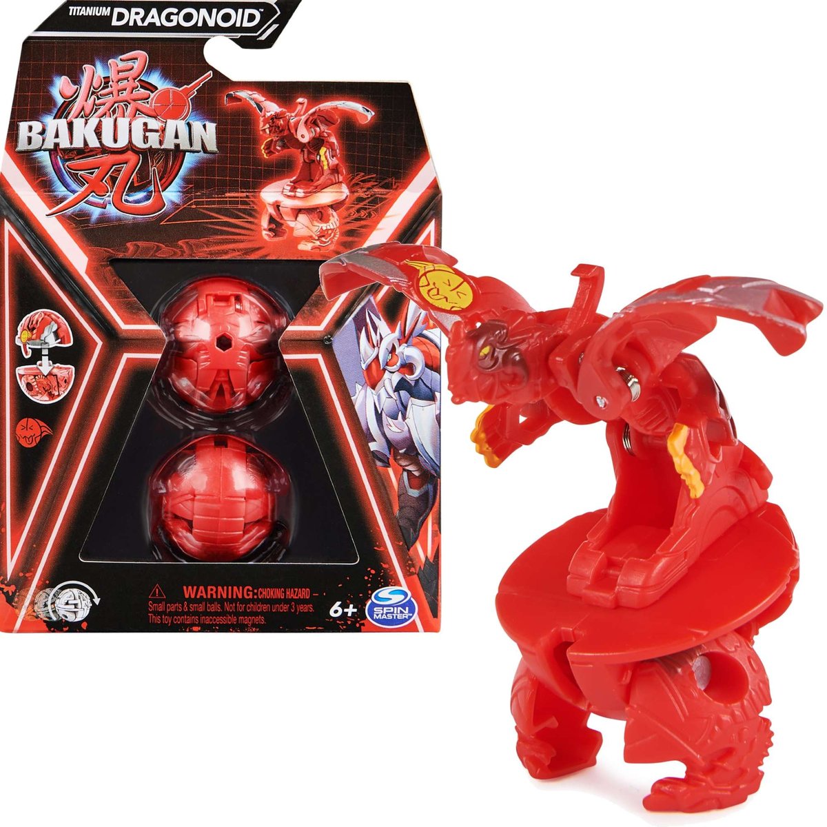 Bakugan Titanium Dragonoid Czerwona Figurka Bitewna Transformująca + Karty