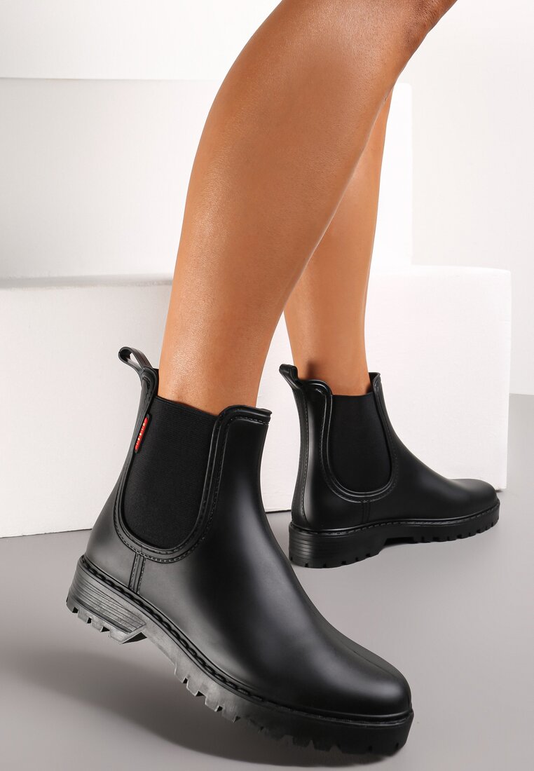 Czarne Płaskie Kalosze w Stylu Sztybletów Ovli