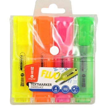 Zakreślacze neonowe etui 4 kolory MemoBe