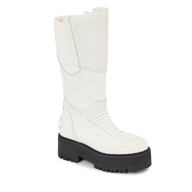 Botki Tommy Jeans Tjw Long Shaft Biker Boot EN0EN02376 Rich Cream YA6