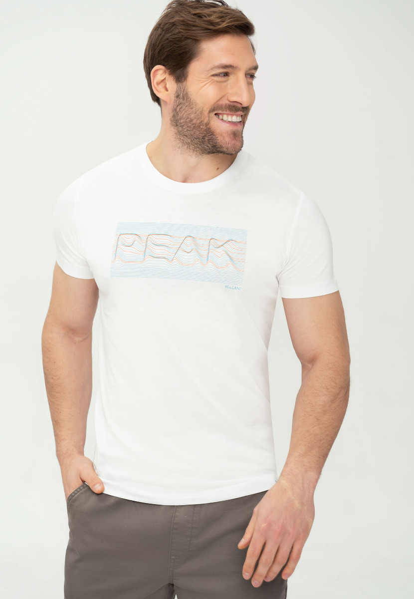 Męski t-shirt z napisem i grafiką T-LINER - Volcano