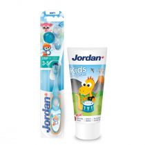 Jordan Kids Pasta do zębów 0-5 lat + Step By Step szczoteczka do zębów 3-5 lat Miękka zestaw 50 ml