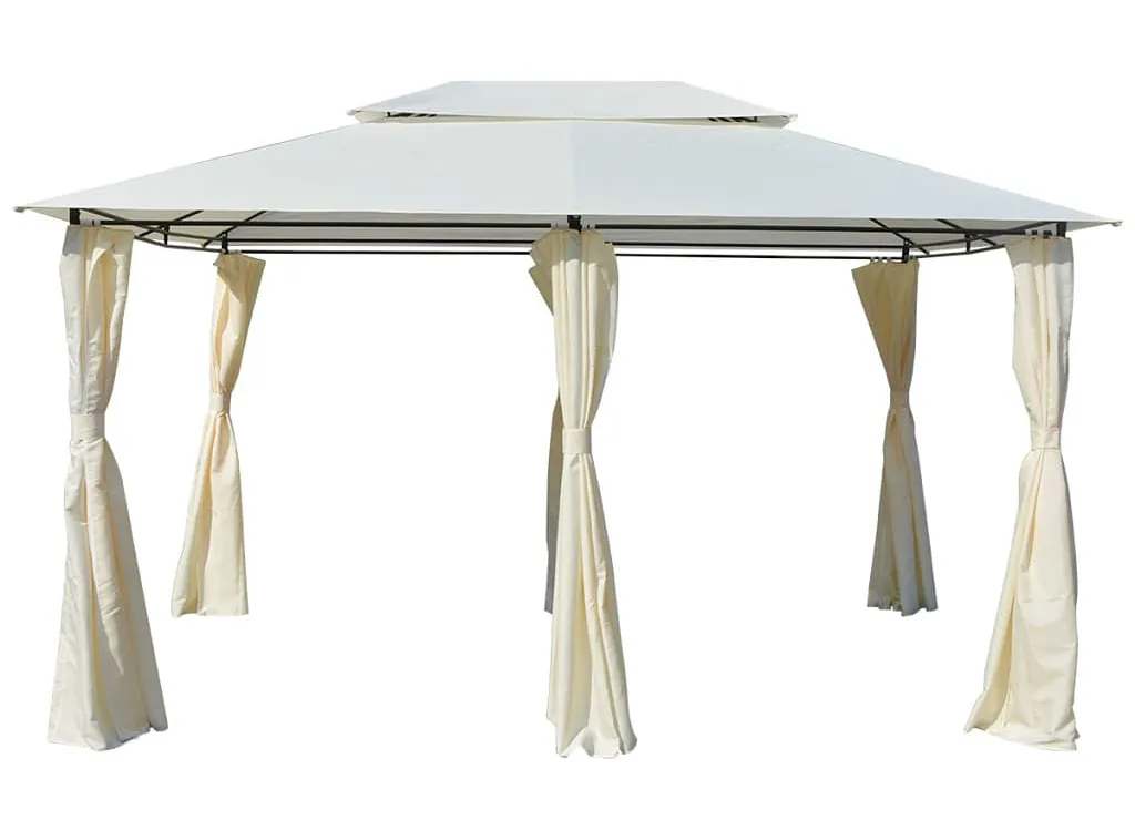 Biała nowoczesna altana ogrodowa z zasłonami K8-E36