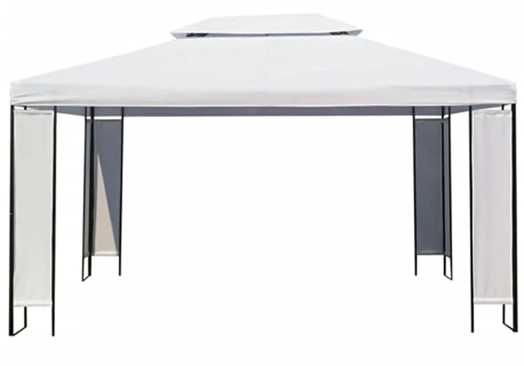 Biała altana ogrodowa z podwójnym daszkiem N4-D21