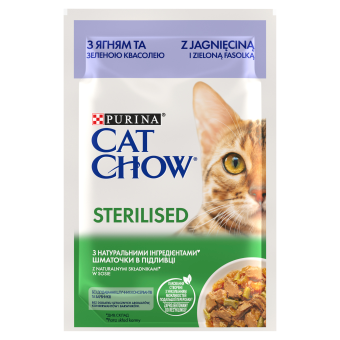 CAT CHOW Sterilised Karma dla kotów z jagnięciną i zieloną fasolką w sosie 26x85g