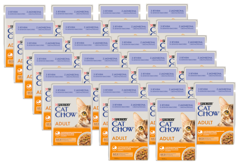 PURINA Cat Chow Adult Karma dla kotów z jagnięciną i zieloną fasolką w galaretce 26x85g