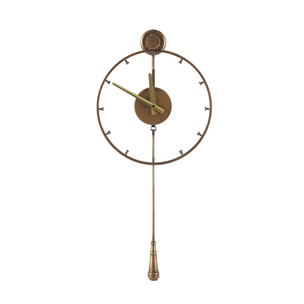 Beliani Zegar ścienny z wahadłem złoty EMMEN