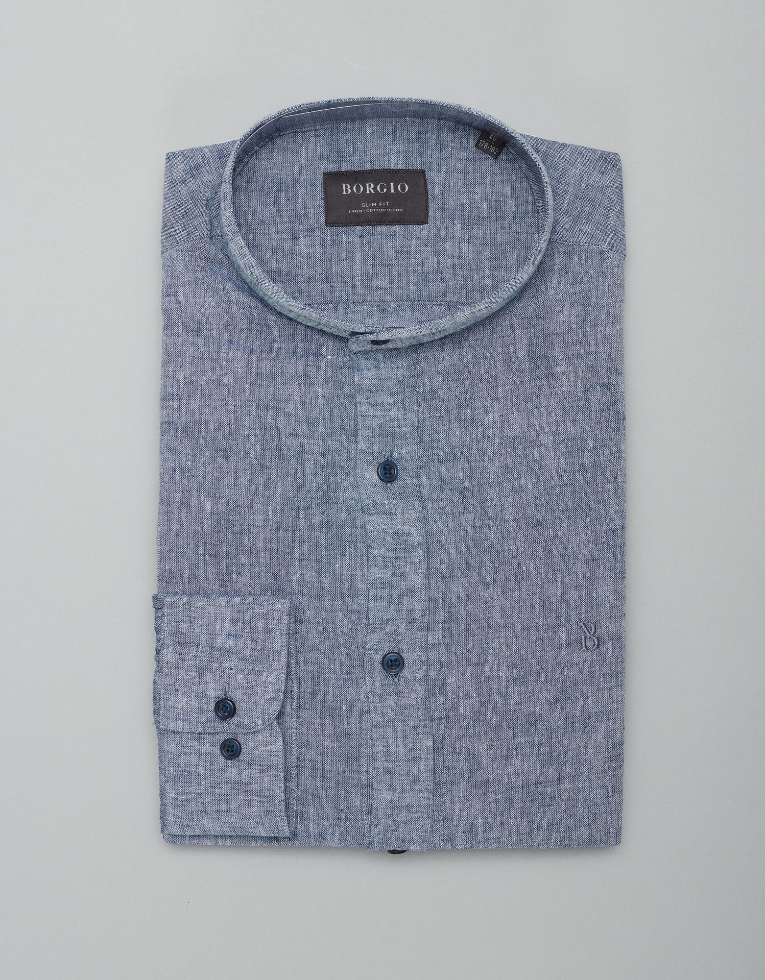 koszula lentini 00389 długi rękaw granatowy slim fit