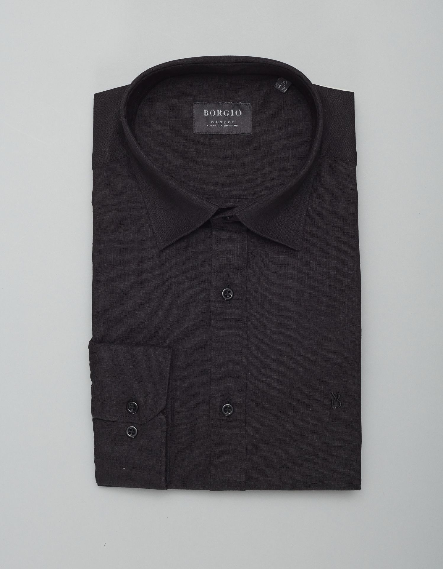 koszula lentini 00393 długi rękaw czarny classic fit