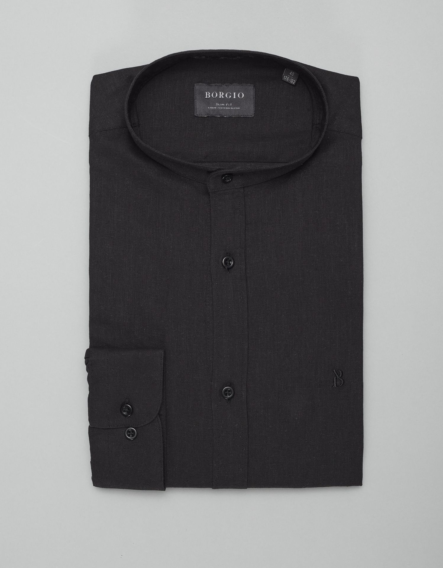 koszula lentini 00394 długi rękaw czarny slim fit
