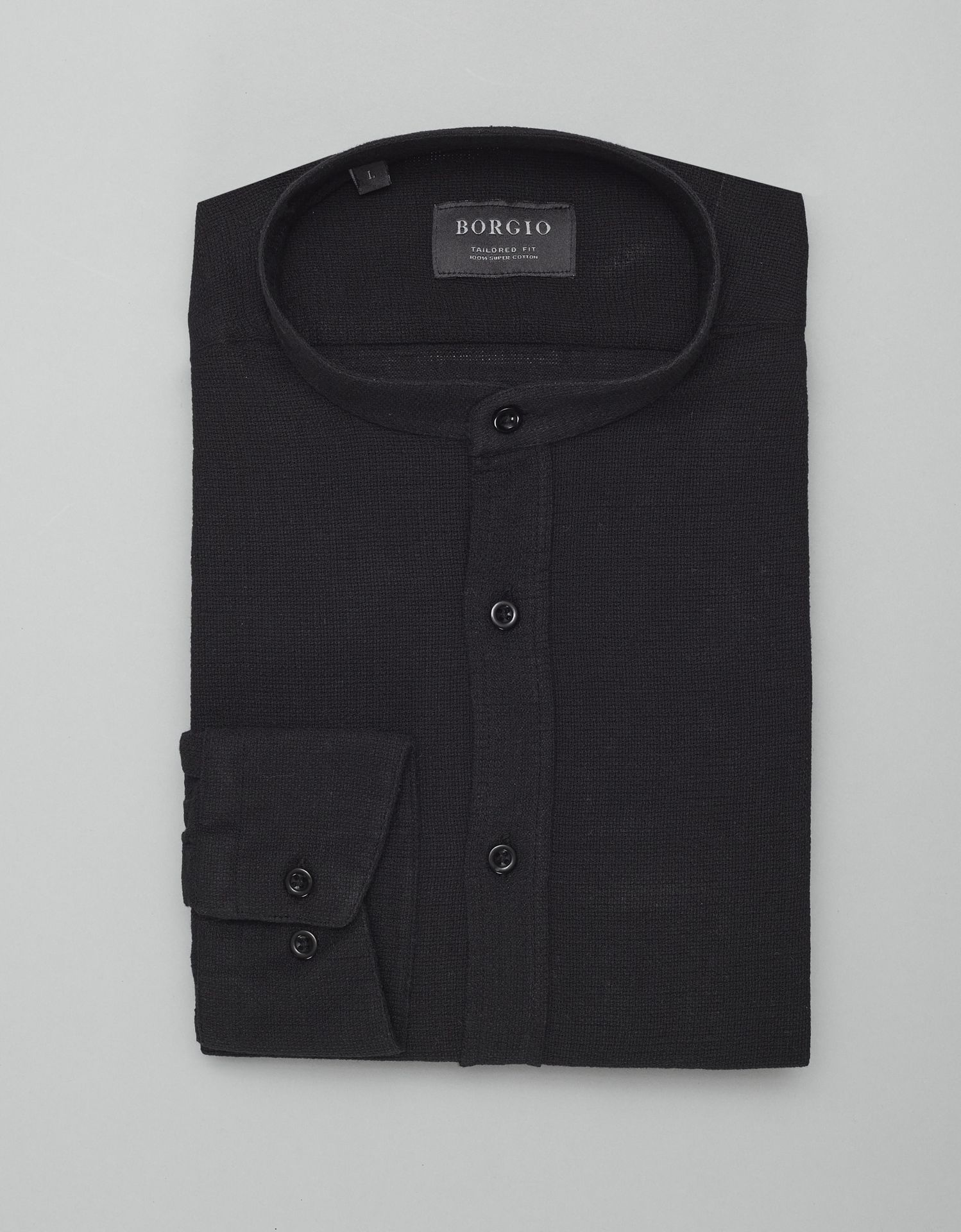 koszula limina 00409 długi rękaw czarny tailored fit