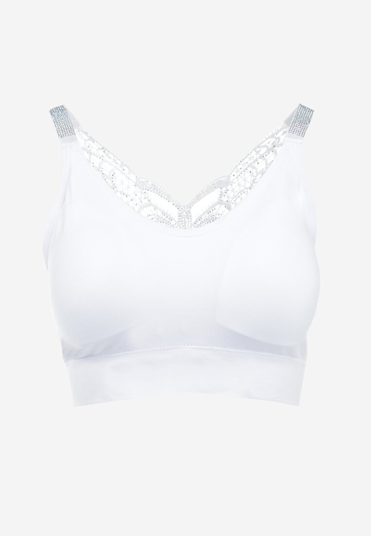 Biały Biustonosz z Koronką w Cyrkonie Liurada