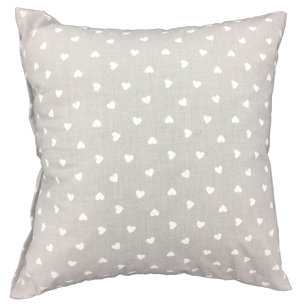 Poszewka 70x80 R121 szara serca serduszka białe 275D