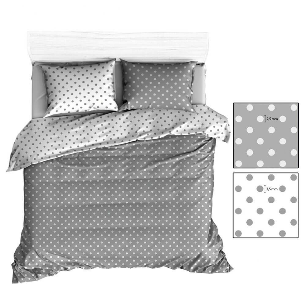 Poszewka 50x60 R139 szara biała grochy 355N 341N