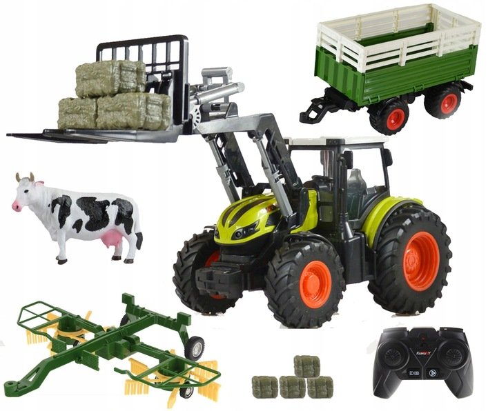Traktor Zdalnie Sterowany Przyczepa Zgrabiarka 4W1 3601