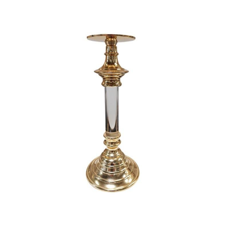 ŚWIECZNIK metalowy złoty w stylu klasycznym 37 cm