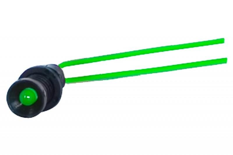 Lampka kontrolna z przewodem fi 5mm 230V zielony