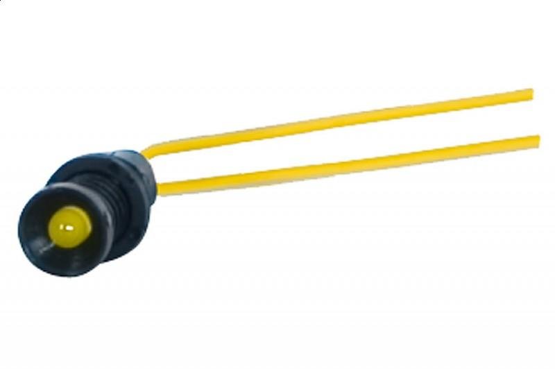 Lampka kontrolna z przewodem fi 5mm 230V żółty