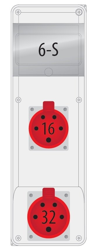 Pawbol Rozdzielnica R-BOX SLIM 1x16A/5p 1x32A/5p 6S B.SLIM-6S-27 B.SLIM-6S-27