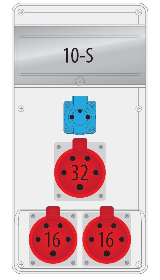Pawbol Rozdzielnica R-BOX SLIM 2x16A/5p 1x32A/5p 1x250V 10S B.SLIM-10S-4BR B.SLIM-10S-4BR