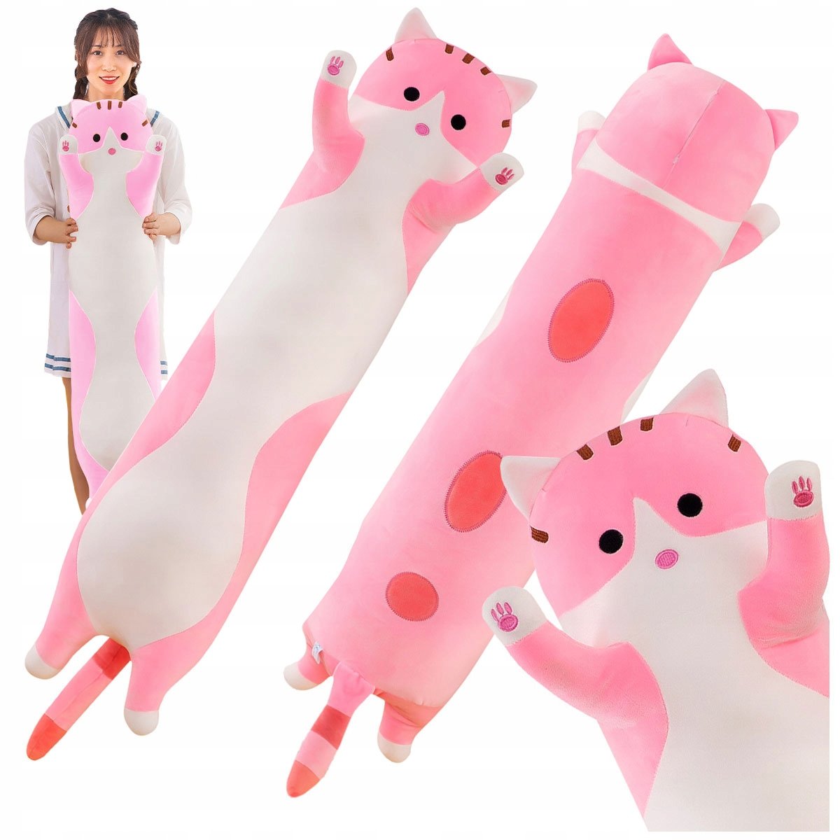 Długi Kot Kotek Poduszka Maskotka Pluszak 110 Cm