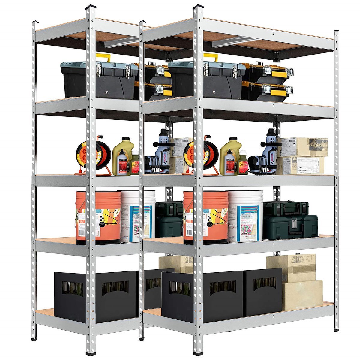 Regały Metalowe Magazynowe 2 Szt. 205X120X45Cm 1000Kg 5 Półek Do Garażu, Piwnicy