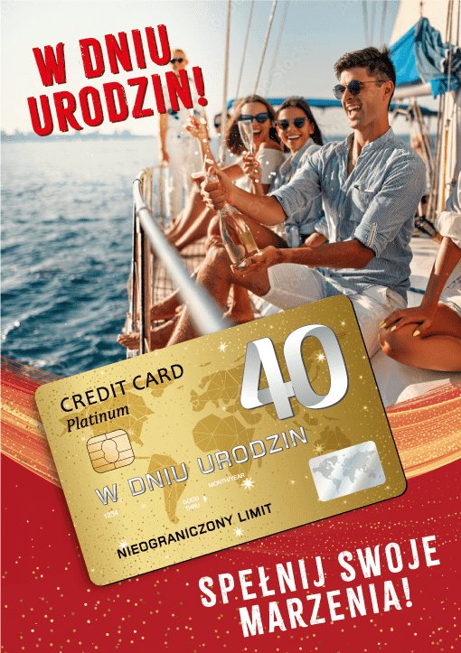 Kartka na 40 urodziny z Platynową kartą kredytowa VIP GIFT172