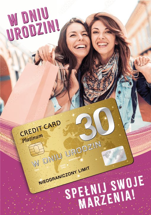 Kartka na 30 urodziny z Platynową kartą kredytowa VIP GIFT169