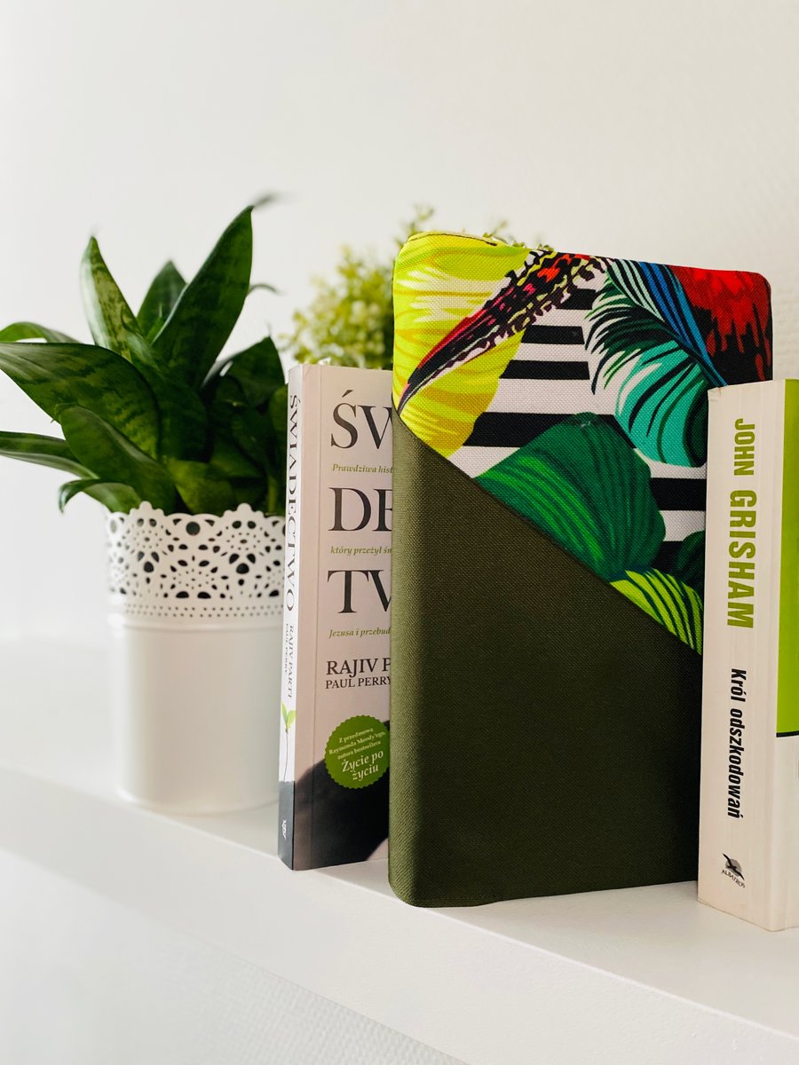 ETUI OKŁADKA NA KSIĄŻKĘ liście+khaki