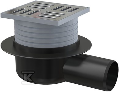 Kratka ściekowa 105x105/50 mm odpływ boczny, kratka nierdzewna, syfon mokry