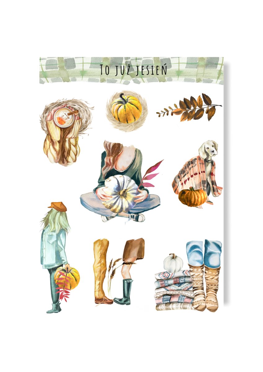 Naklejki na jesień jesienne do plannera liść dynia