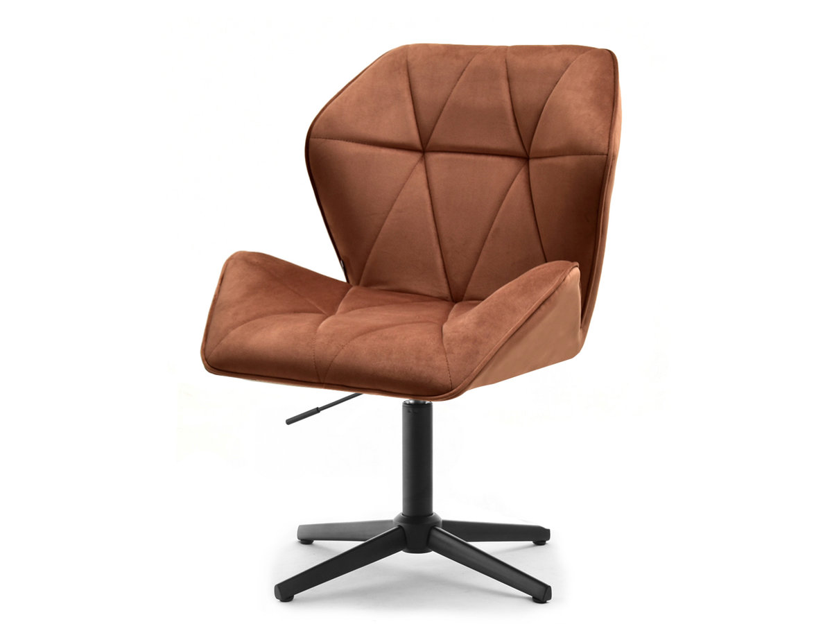 AKSAMITNY FOTEL OBRACANY Z REGULACJĄ VELO MIEDZIANY NA CZARNEJ NODZE