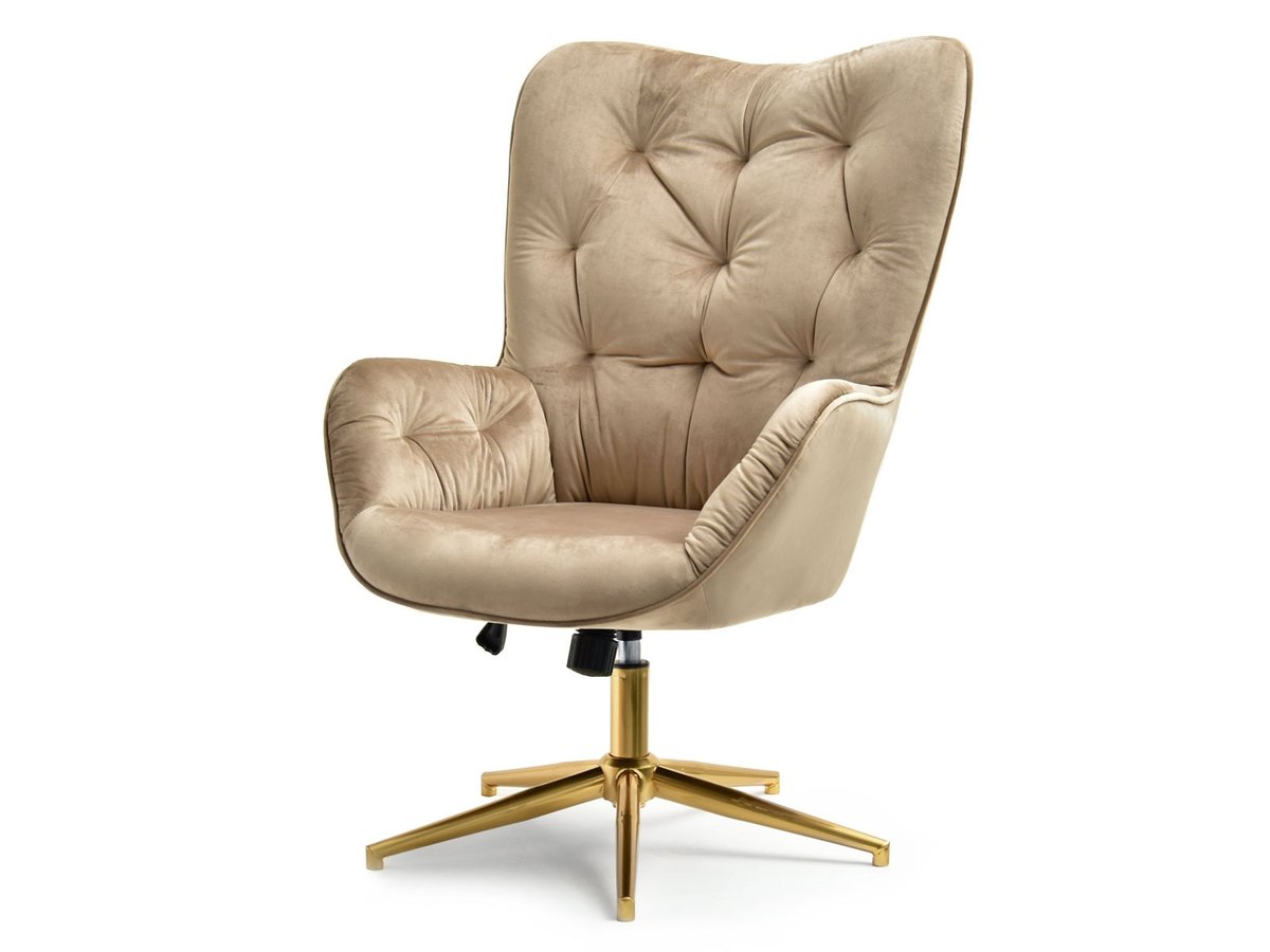 DUŻY FOTEL OBROTOWY MERIDA BEŻ NA ZŁOTEJ NODZE
