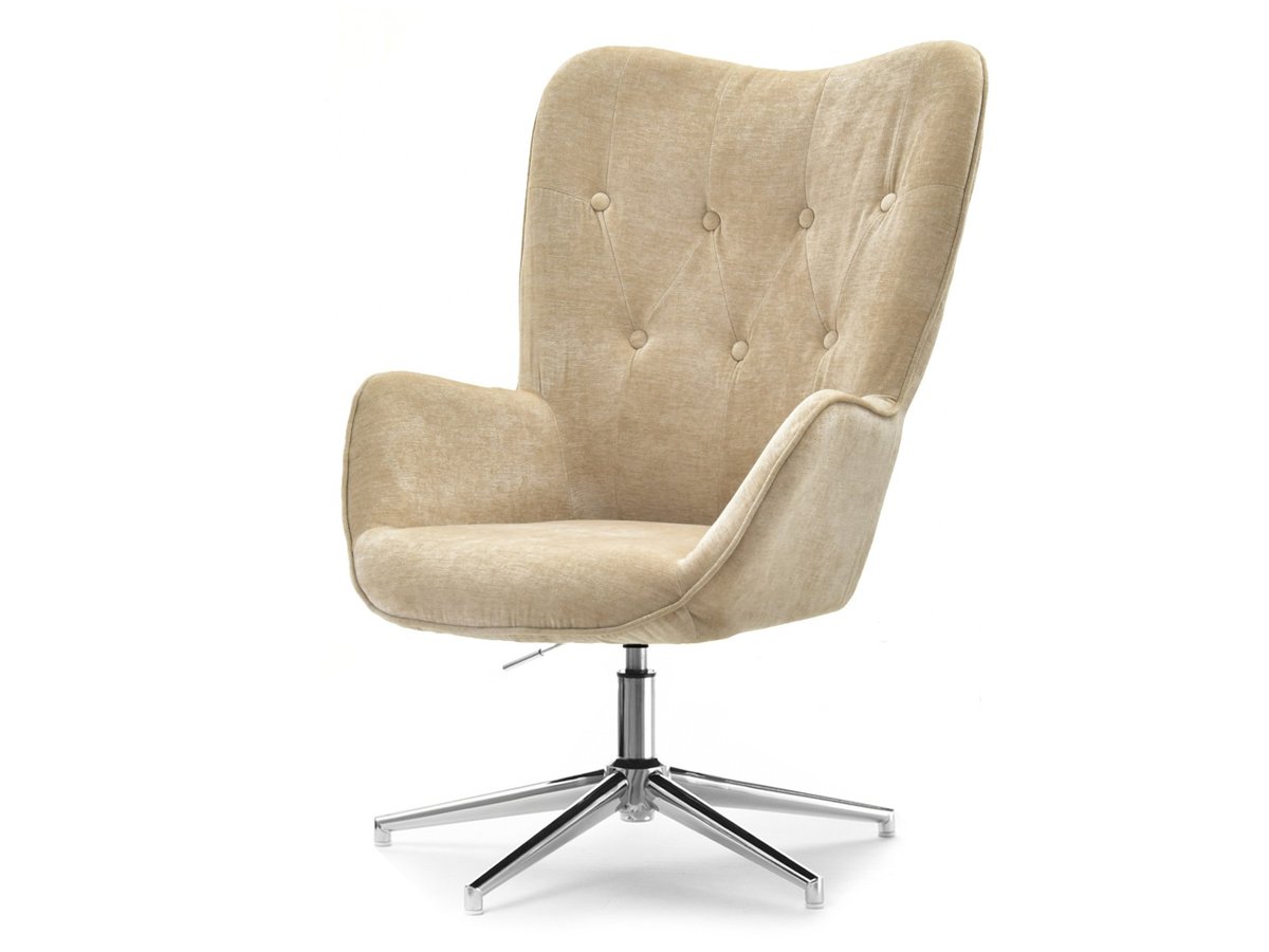 FOTEL GLAMOUR TRINI BEŻOWY NA CHROMOWANEJ NODZE