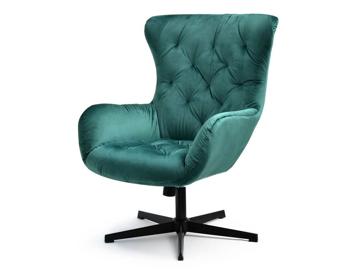 WYGODNY FOTEL DO SALONU ARON ZIELONY WELUR - CZARNA PODSTAWA
